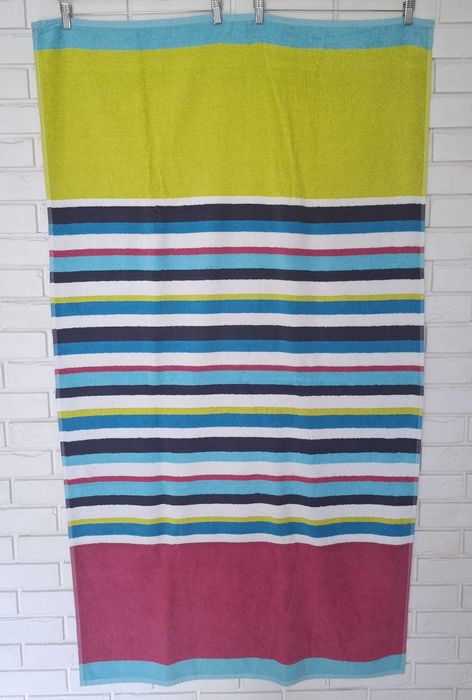 Ręcznik plażowy, na basen, duży, bawełna, w wąskie paski - 160x90 cm