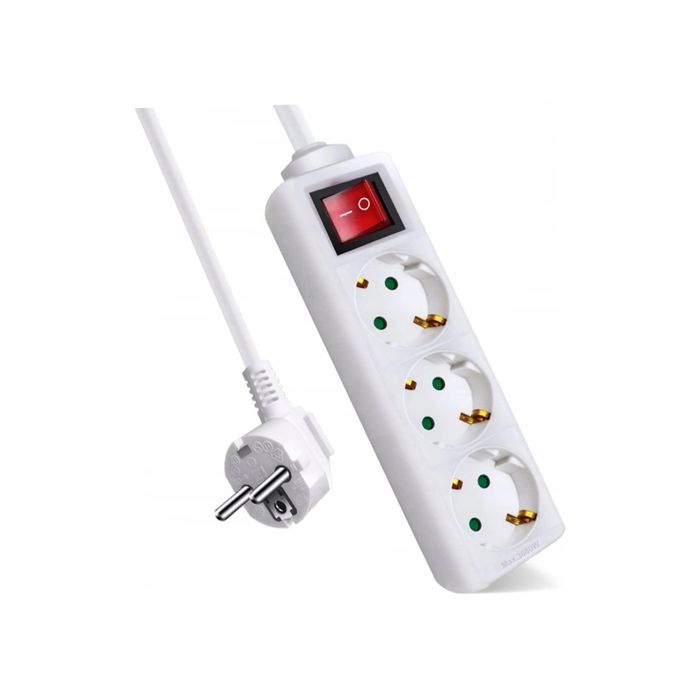 Przedłużacz elektryczny listwa zasilająca 1,5M 3 gniazda z bezpiecznik