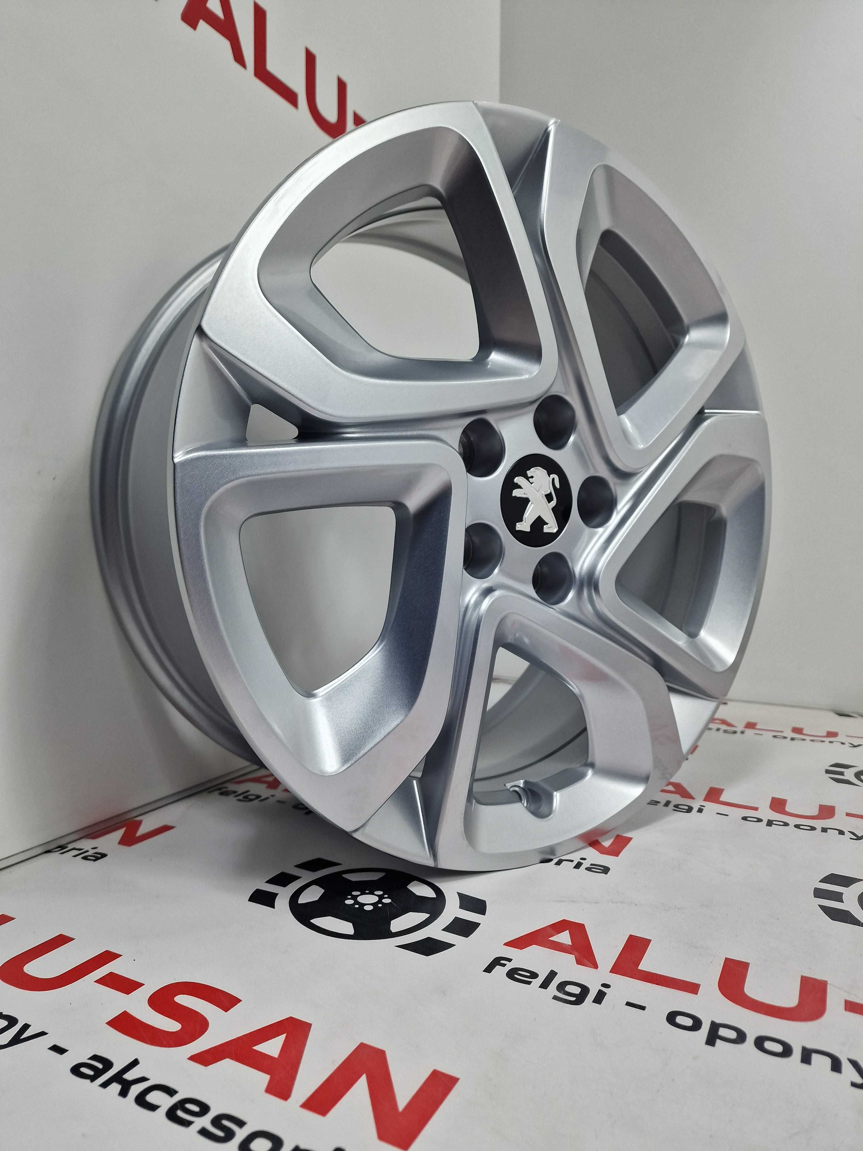 NOWE alufelgi PEUGEOT 17" 5x108:308,407,508,5008,605Srebrne Stare logo