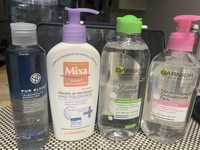Zestaw kosmetykow Mixa mlecko do demakijażu, Garnier Cleansing Water