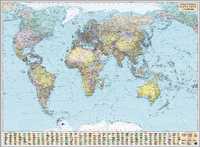 Політична Карта Світу 216смХ158смХ0.5см в латунній рамці