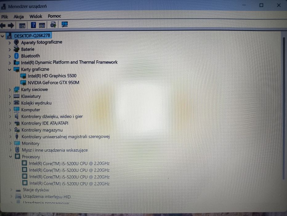 Laptop gamingowy ASUS A501lx proc. I5 GeForce GTX 950M 4 GB dysk SSD