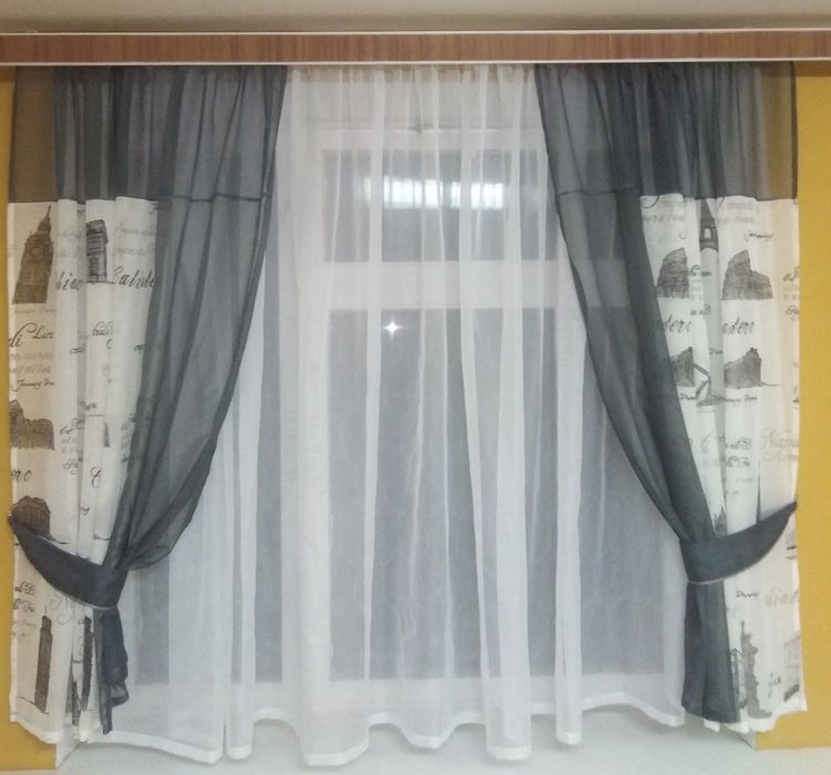 Штори в кухню або кімнату. Шифон+ льон. Гарна якість.