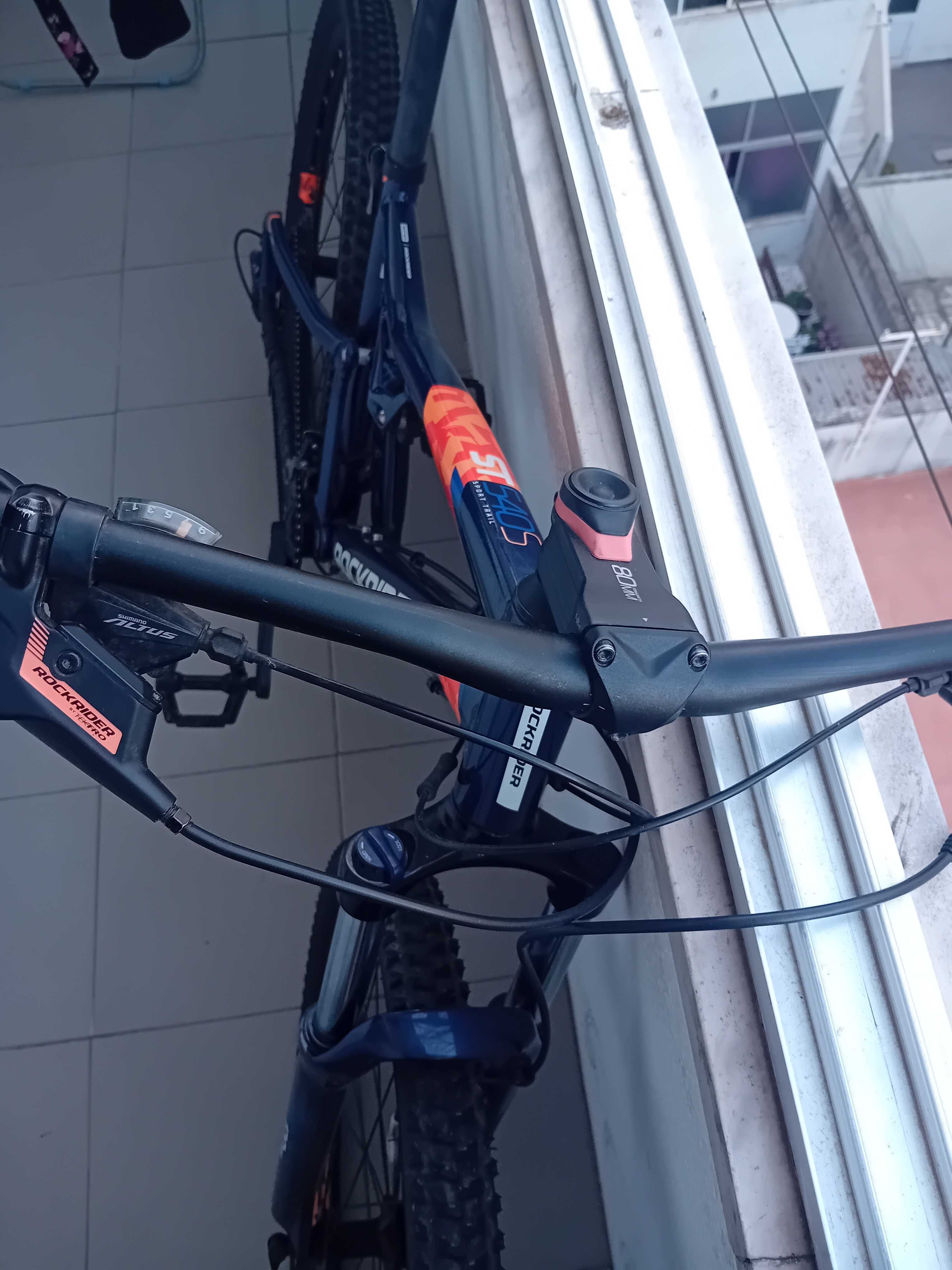 Bicicleta btt suspensão total st 540 S 27,5" azul/laranja