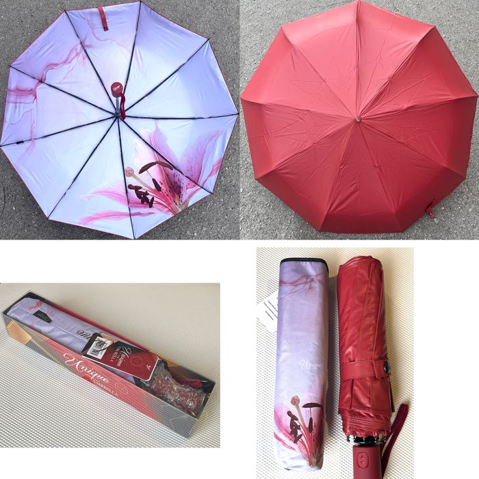 Жіноча парасолька автомат з квітами всередині 9 спиць