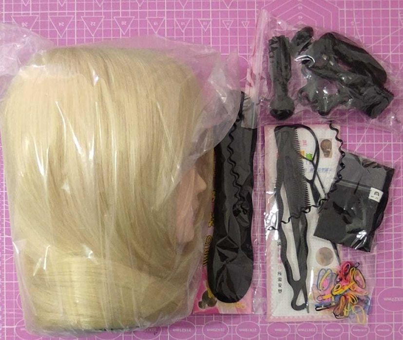 Cabeça de Manequim 60cm Cabelo Real Suporte de Mesa Cabeleireira