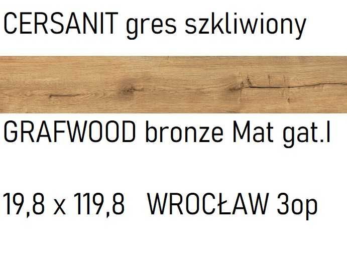 Gres szkliwiony GRAFWOOD bronze mat 9,8x119,8 gat.I CERSANIT 3,6m2