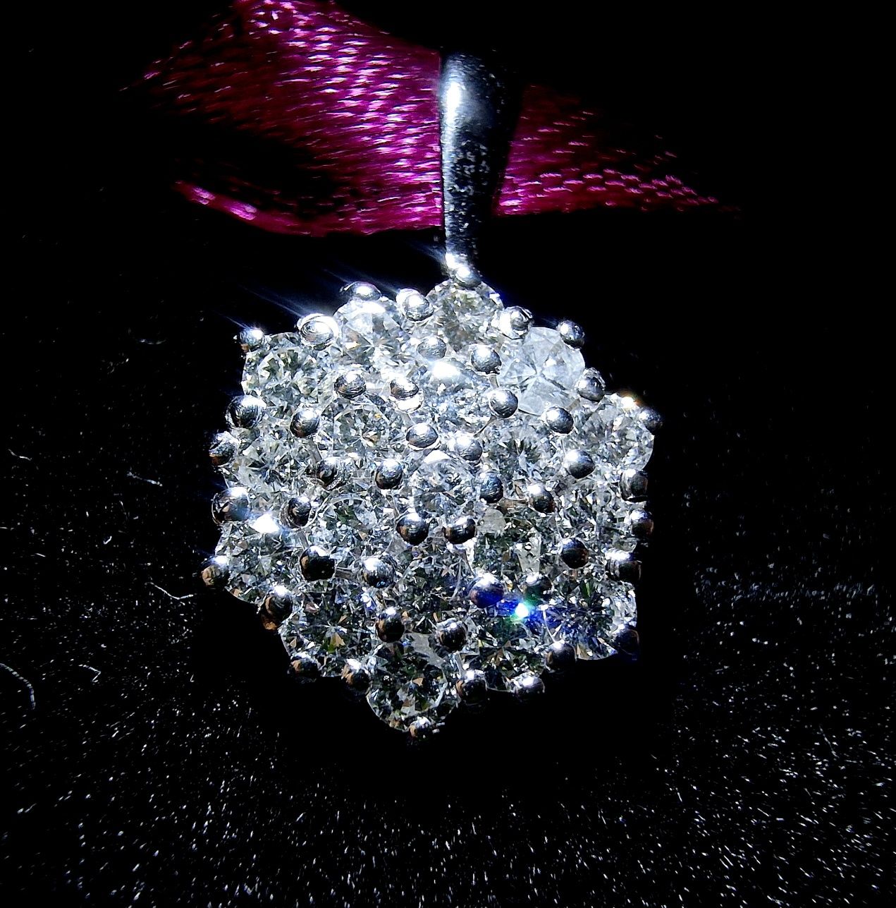 0.66ct Duża Zawieszka wisiorek łańcuszek brylanty diamenty złoto 750