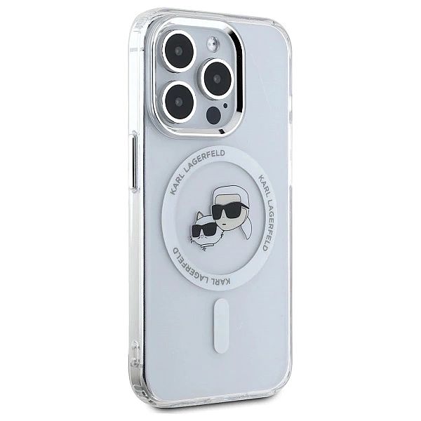 Etui Karl Lagerfeld IML Metal Karl&Choupette Head MagSafe na iPhone 15