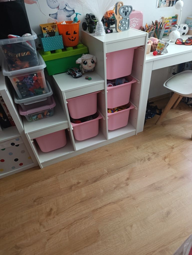 Ikea Trofast Regał Biały 6 Pojemników Różowy