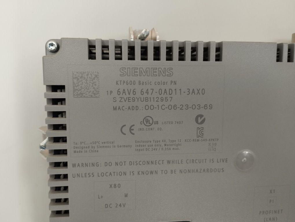 Panel HMI SIEMENS KTP600 Color 6AV6647-0AD11-3AX0