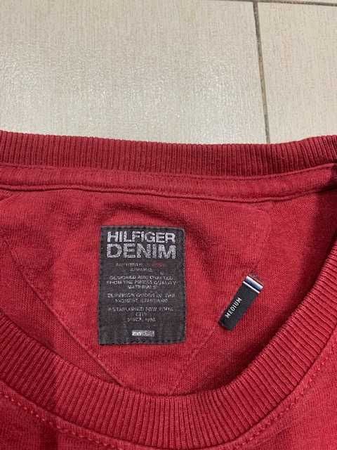 Bordowy podkoszulek męski Hilfiger denim rozmiar M