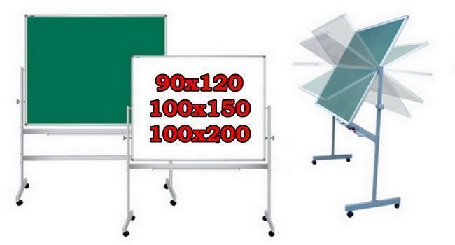 Комбінована двостороння дошка крейда / маркер на колесах 90х120 см
