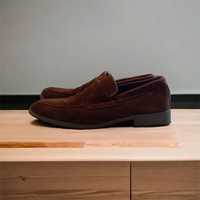 Mokasyny loafersy zamsz brązowe Pier One 42