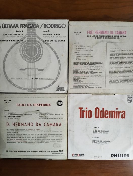 Lote de 4 discos de vinil single musica portuguesa