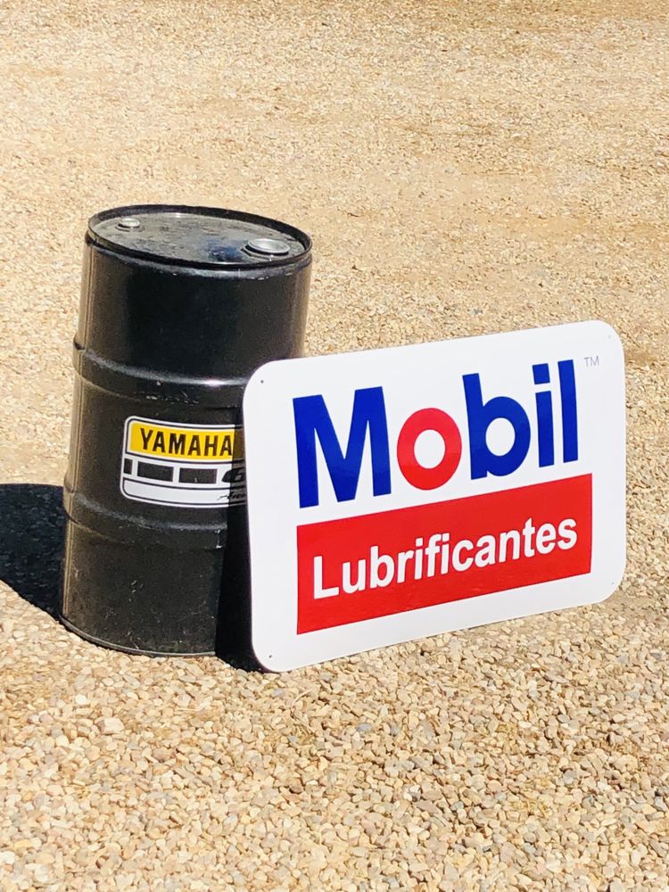 Grande placa esmaltada Mobil Lubrificantes 80x50cm