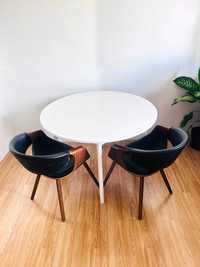 Okrągły stół drewniany biały 105 cm/ Stół do jadalni okrągły drewniany