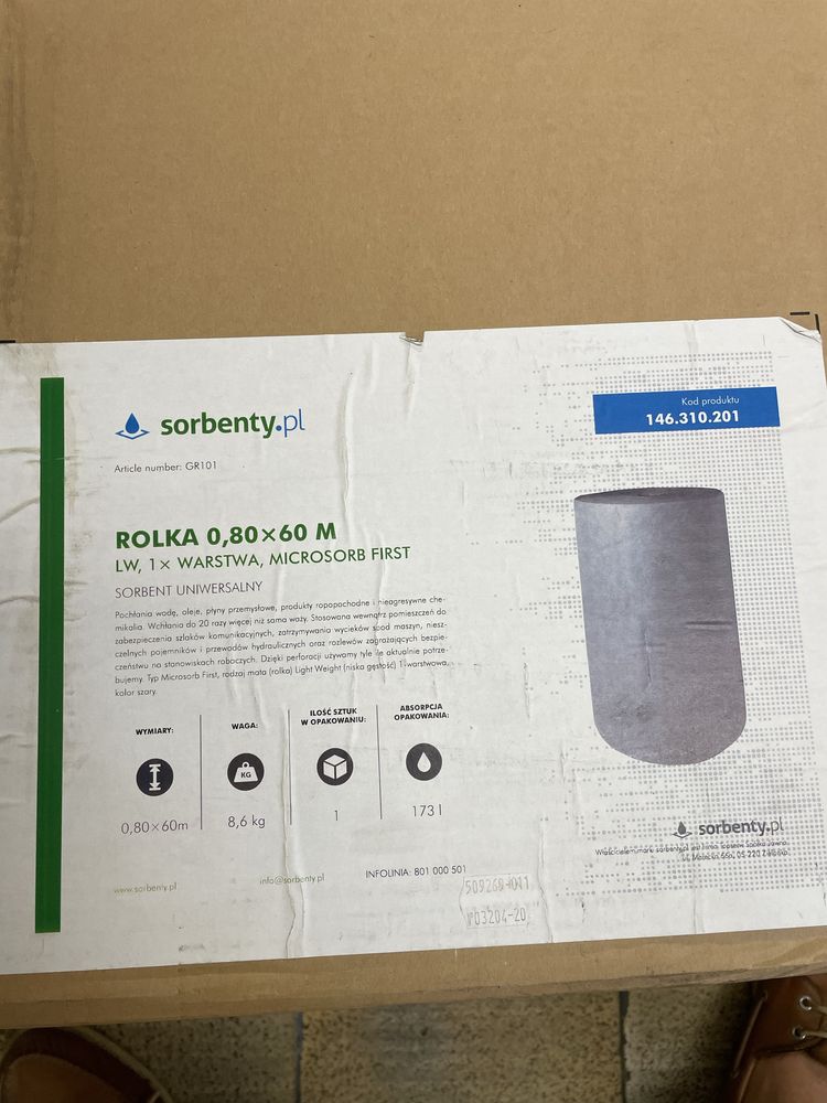 Sorbent czyściwo mata ręcznik do wchłaniania wycieków 40cm x 60mb