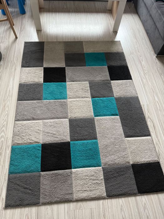 Dywany beżowo czarno szaro turkusowe 134x192cm 2szt
