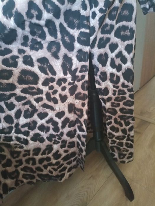 Sukienka maxi z rozcięciem w panterke XL NOWA!