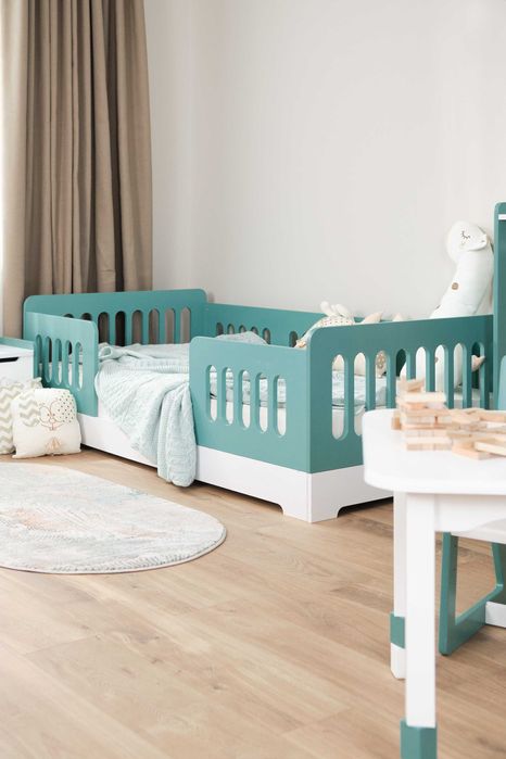 Дитяче ліжко Монтессорі / Детская Кроватка / Ліжко з бортиком Аква