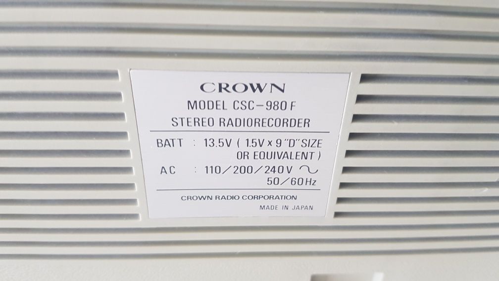 Винтажная магнитола бумбокс Crown CSC-980F Hi-Fi Stero Sound System
