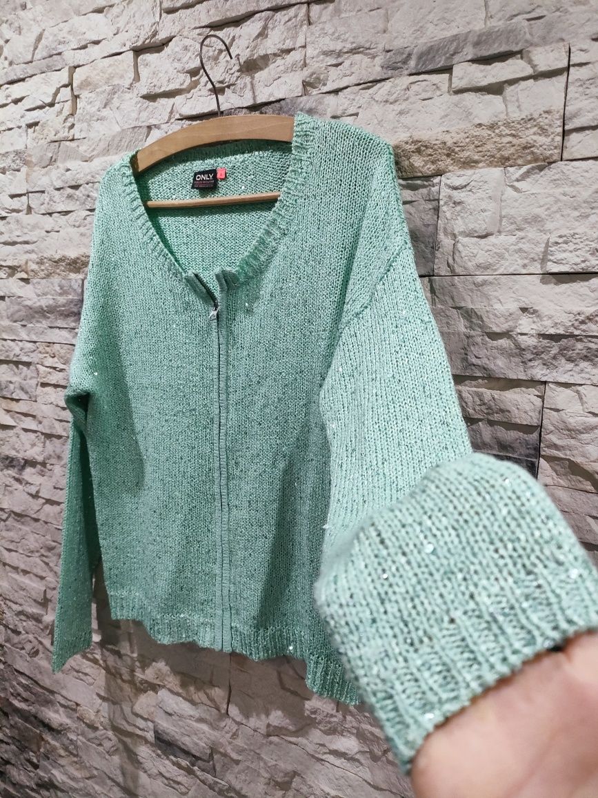 Śliczny elegancki damski sweterek sweter z cekinami ONLY rozmiar L