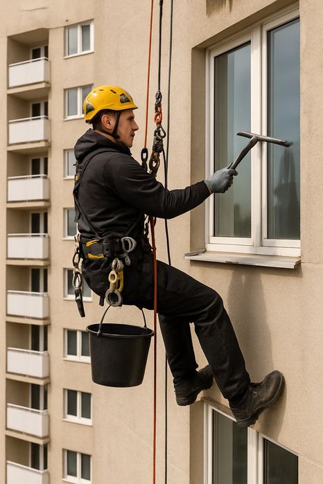 Альпініст, верхолаз,дах висотні роботи,покрівля,бляха