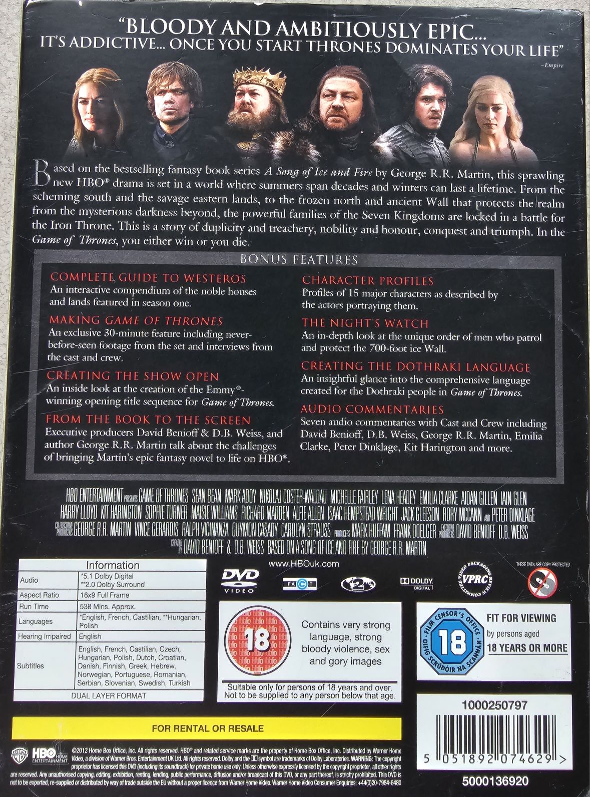 Game of Thrones sezon 1 DVD 5 płyt