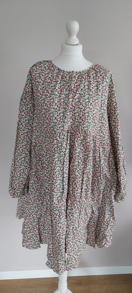 H&M r.40 do 44 babydoll / oversize mini / drobne kwiatki