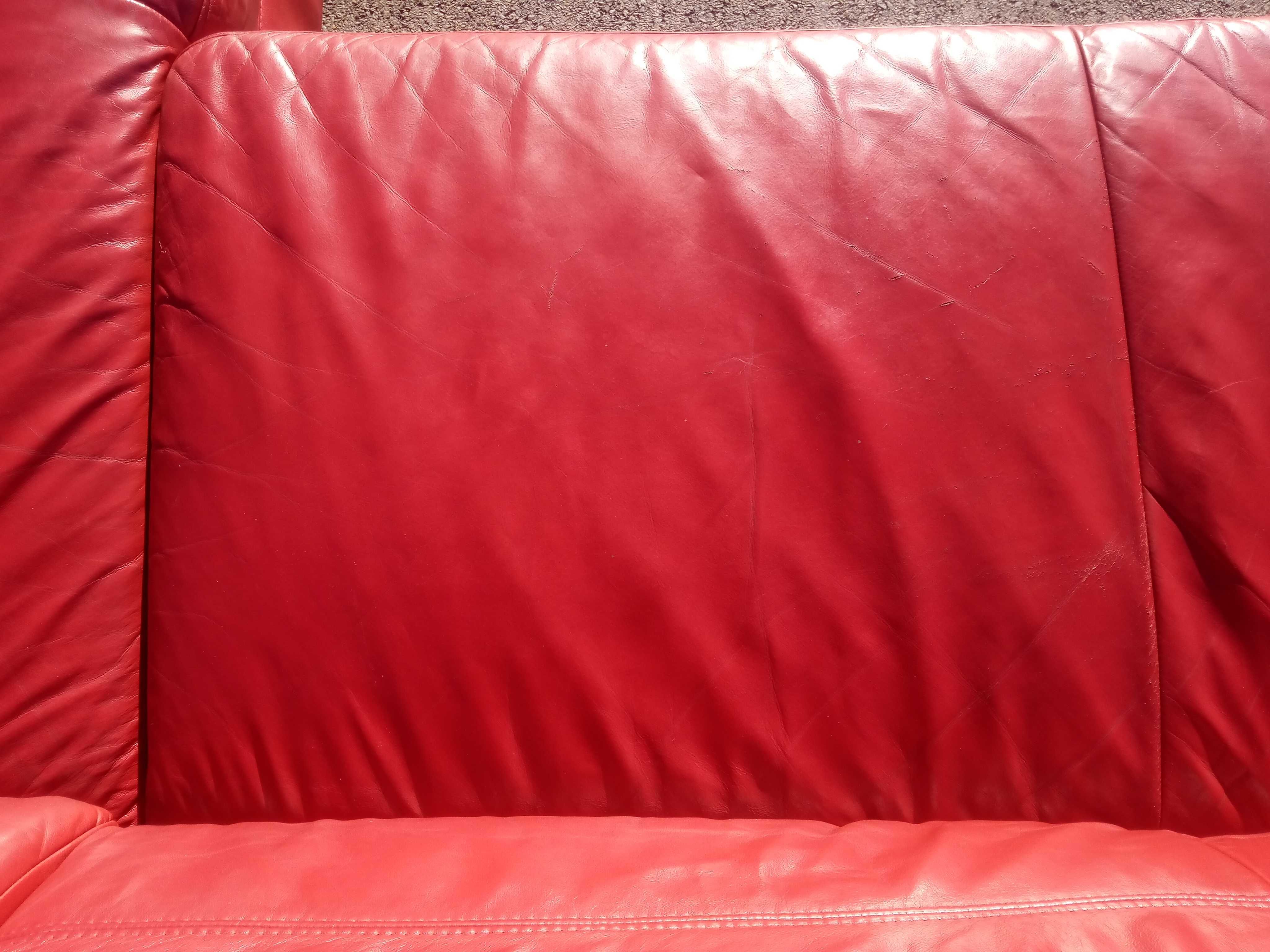 Narożnik skórzany Etap Sofa z funkcją spania skóra naturalna czerwony