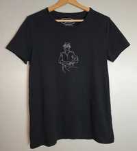 Czarna koszulka męska t-shirt z nadrukiem bawełniana Collezione S