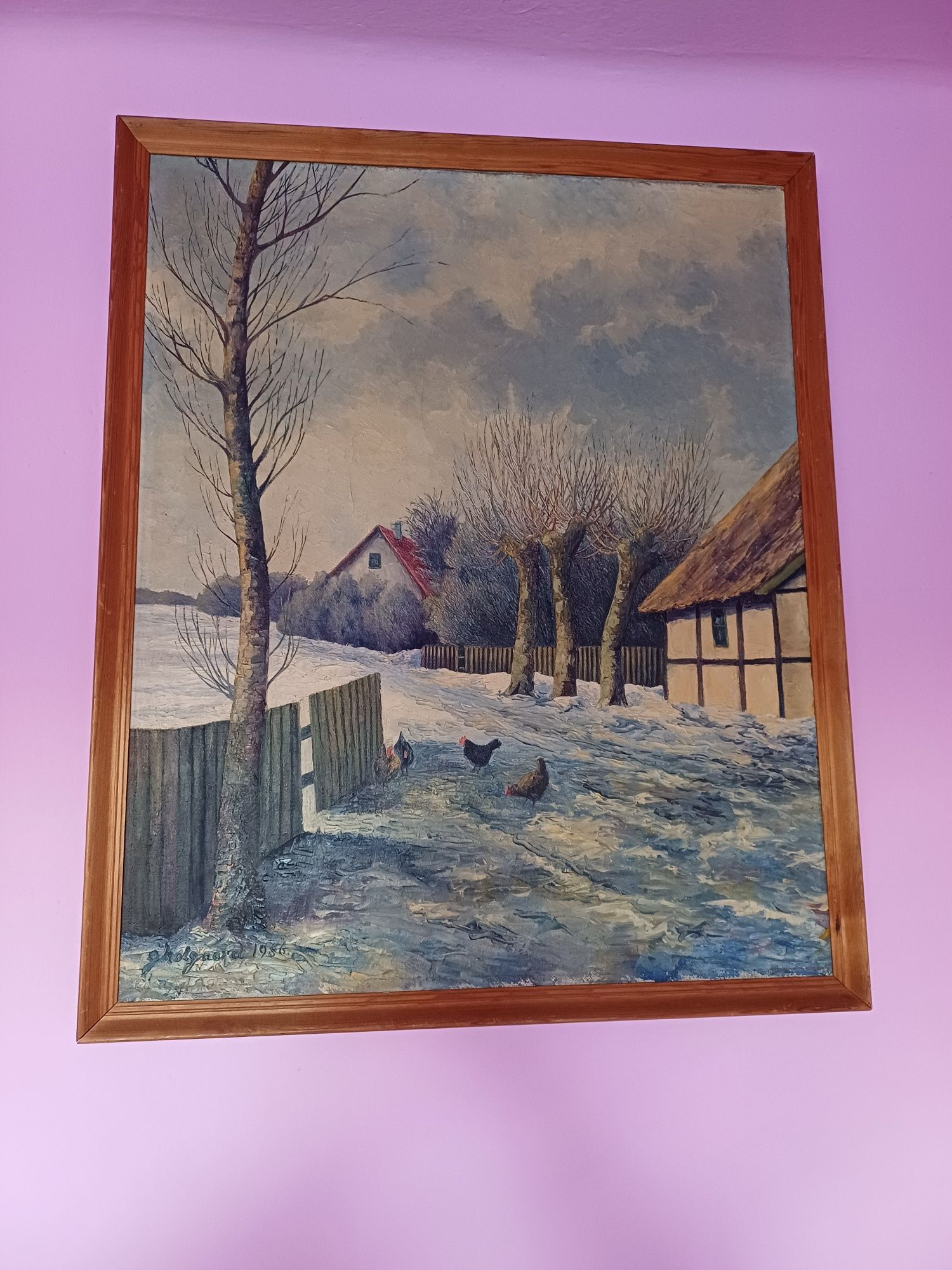 Stary obraz na płótnie sygnowany 1986