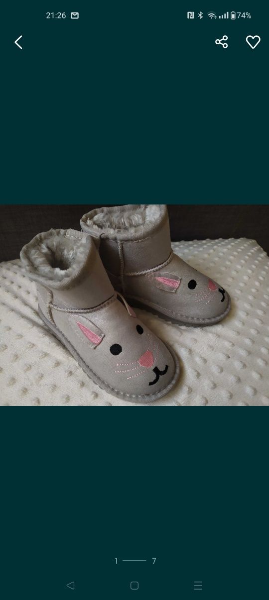 Dziewczęce buty zimowe śniegowce emu KOALAS z futerkiem króliki 30