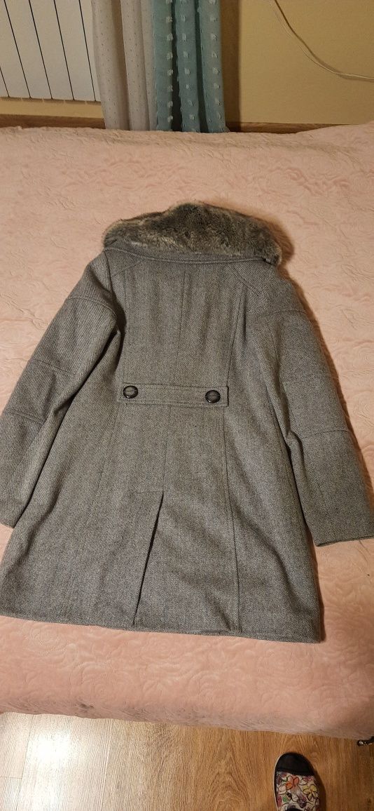 Płaszcz damski zimowy szary melanż rozmiar 38 wełniany