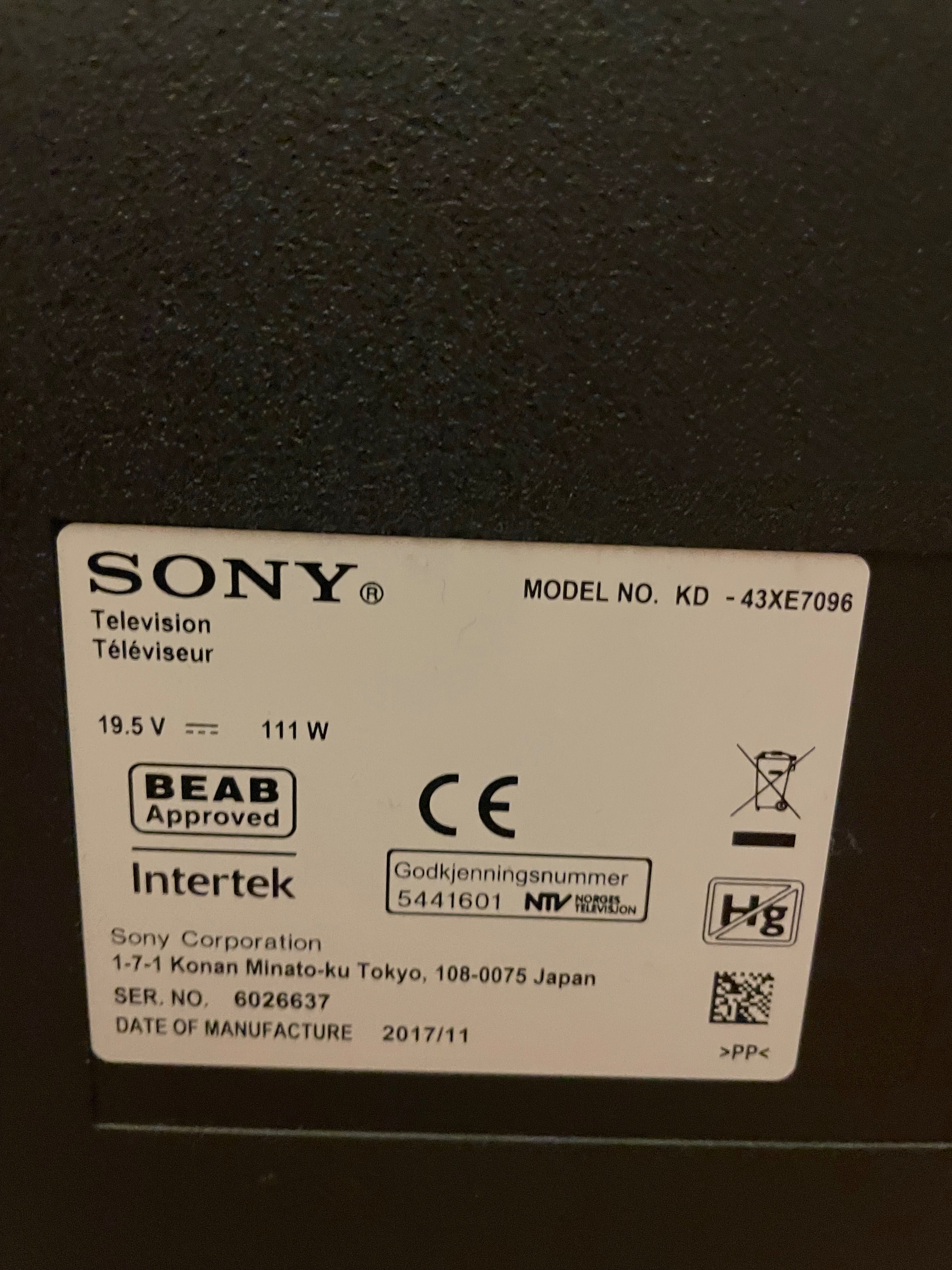 Televisão Bravia Modelo 43XE7096