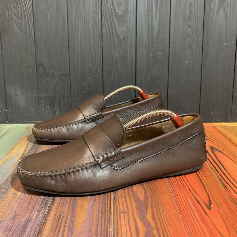 Кожаные мокасины Santoni 41.5 размер 26.5 см