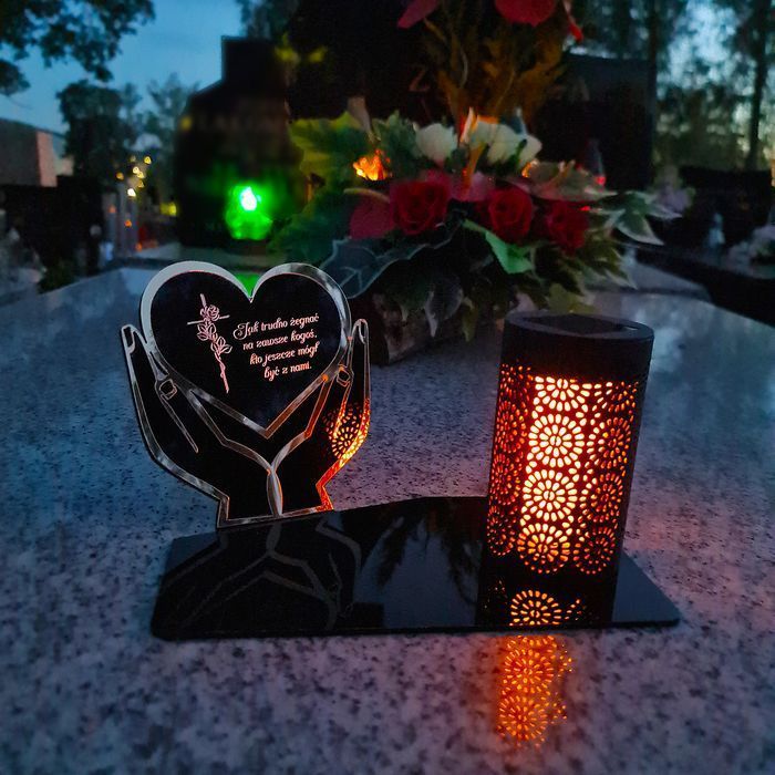 Solarny znicz LED STATUETKA NA CMENTARZ GRÓB DUŻA wieczna lampka