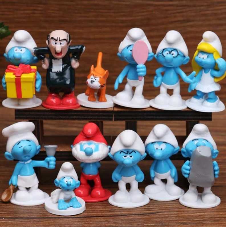 Figurki Smerfy zestaw 12 sztuk urodziny tort gargamel klakier