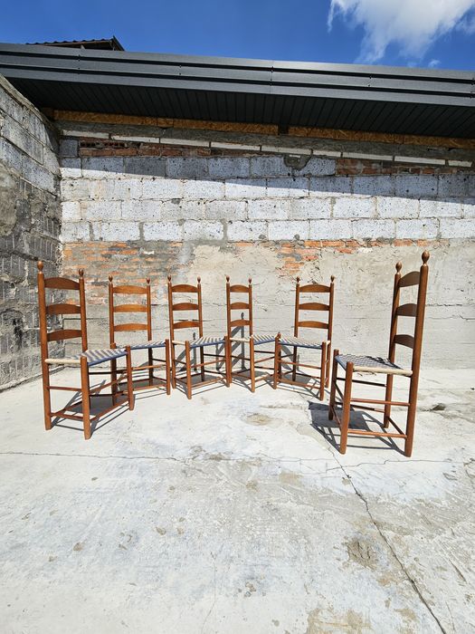 Zestaw drewnianych krzeseł Shaker Workshops USA modern vintage retro