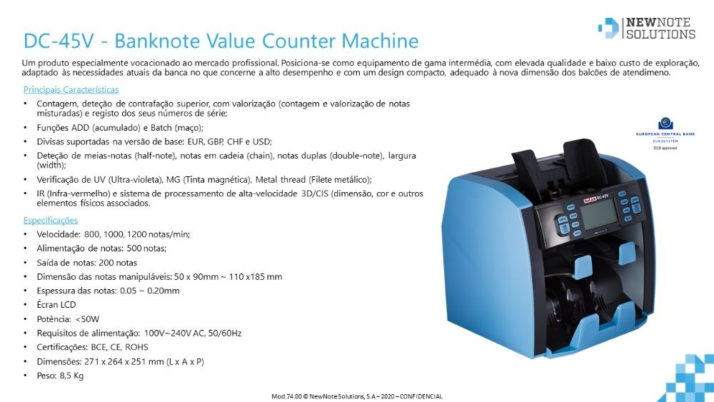 Validadora e Contadora de Notas - NewNote Solutions