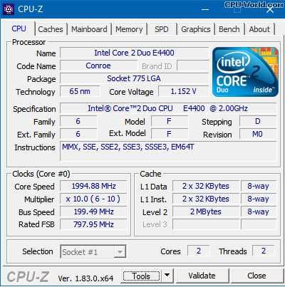 775, Core2duo e4400 2 ядра
