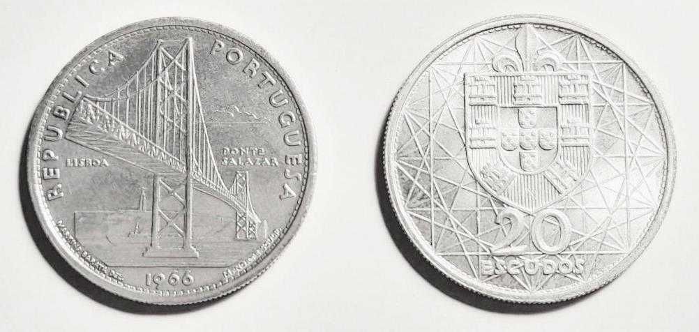Moedas Portuguesas - 20$ escudos (em Prata)