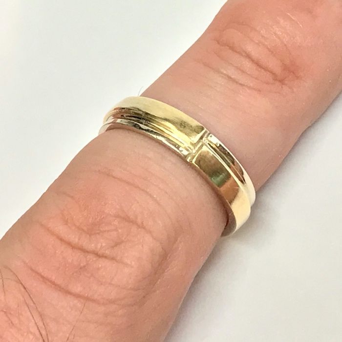 Złota OBRĄCZKA męska 14K żółte i BIAŁE złoto CUDNA r. 16