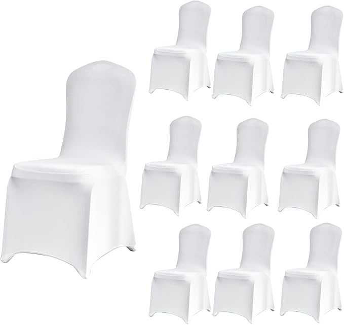 Zestaw pokrowców na krzesła komplet pokrowców BIAŁE 10 szt