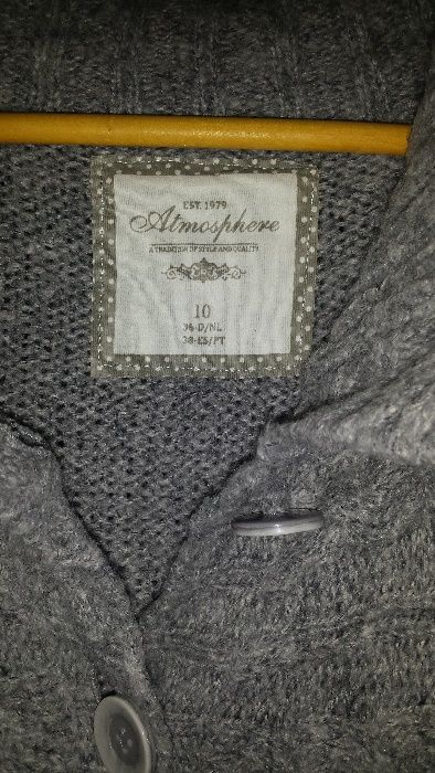 Sweter długi rozpinany / kardigan z kieszeniami szary M / 10 / 38