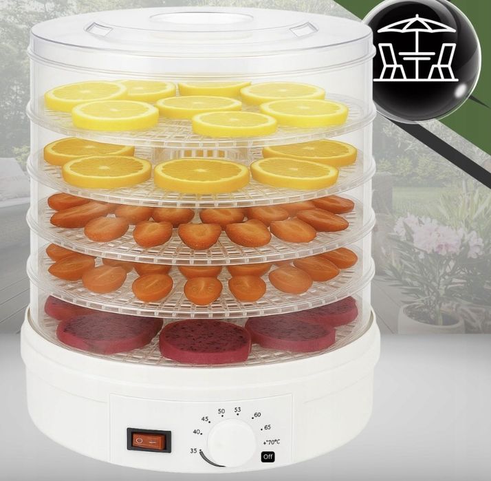 Suszarka Spożywcza Do Grzybów Owoców Warzyw 500W 5 Sit Duża Regulowana