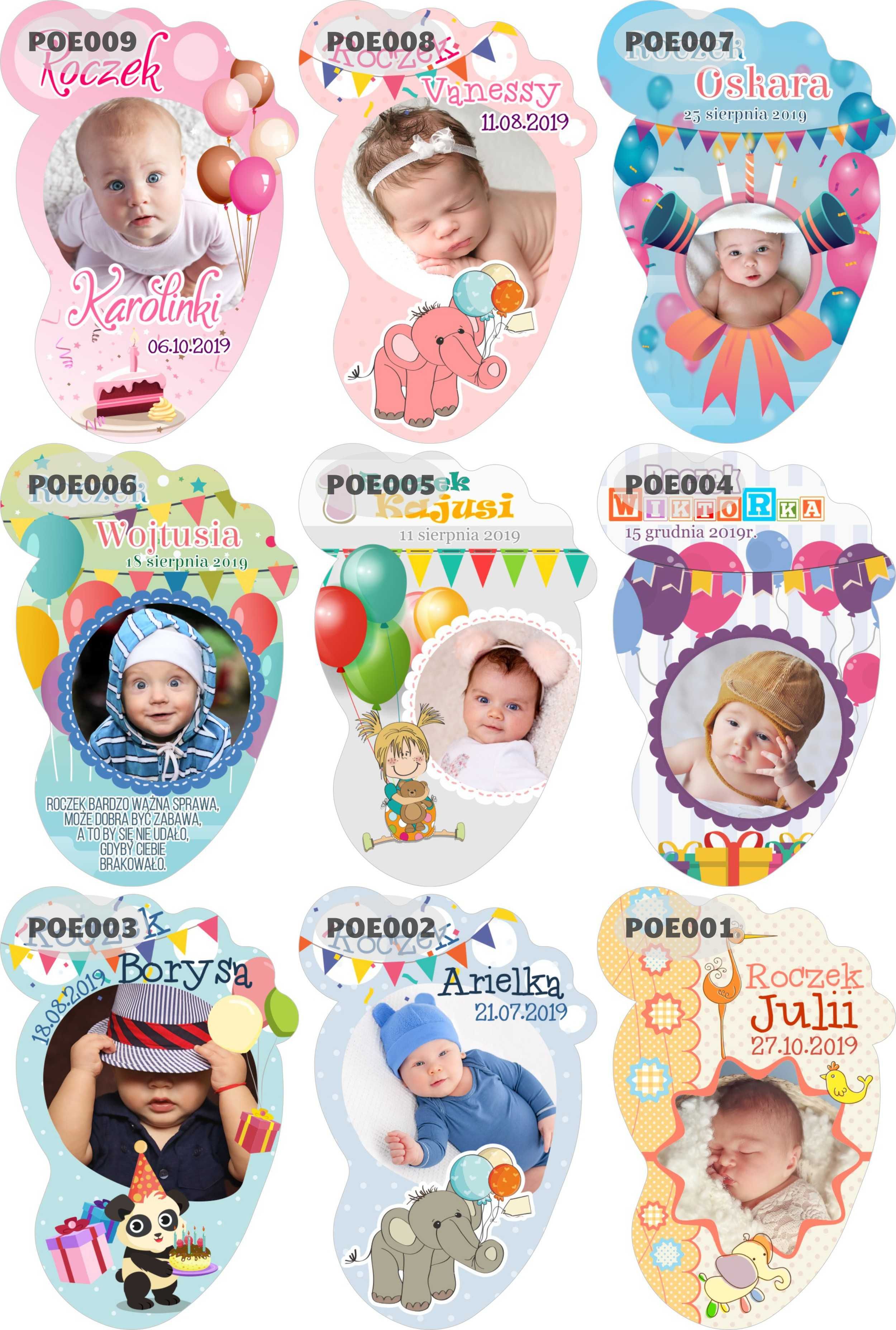Magnes Stópka personalizowane podziękowania dla gości Chrzest Roczek