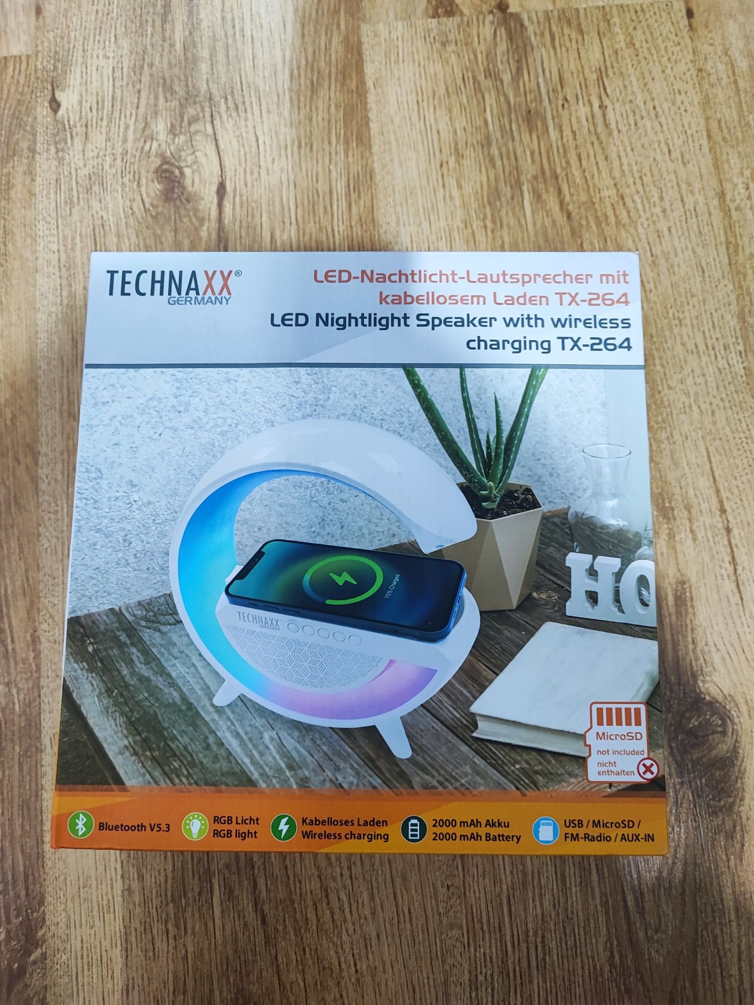 Głośnik LED z lampką nocną z ładowaniem bezprzewodowym TX-264