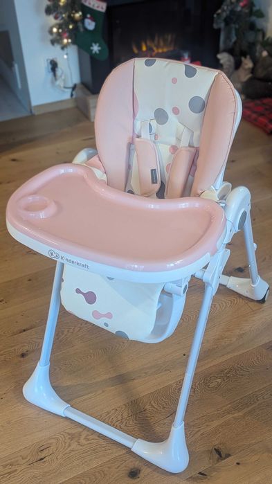 Kinderkraft, różowe krzesełko do karmienia dla dzieci